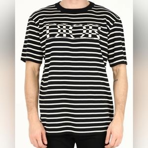 Dior 2021 Black Ivory Striped Logo Knit Oversized T-shirt